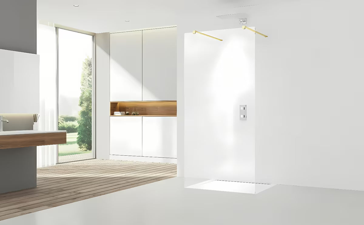 Tuš stena Walk-In SAT Walk-in 60x200 cm s mjedenim profilima i prozirnim staklom Easy Clean