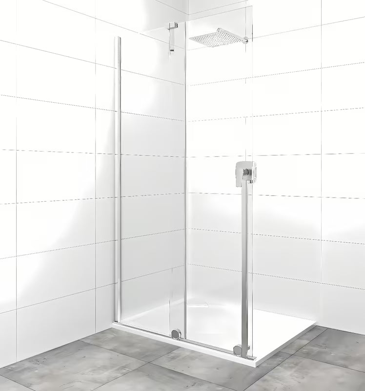 Tuš stena walk-in SAT Xmotion 120 cm v krom izvedbi s prozornim steklom in drsnim sistemom