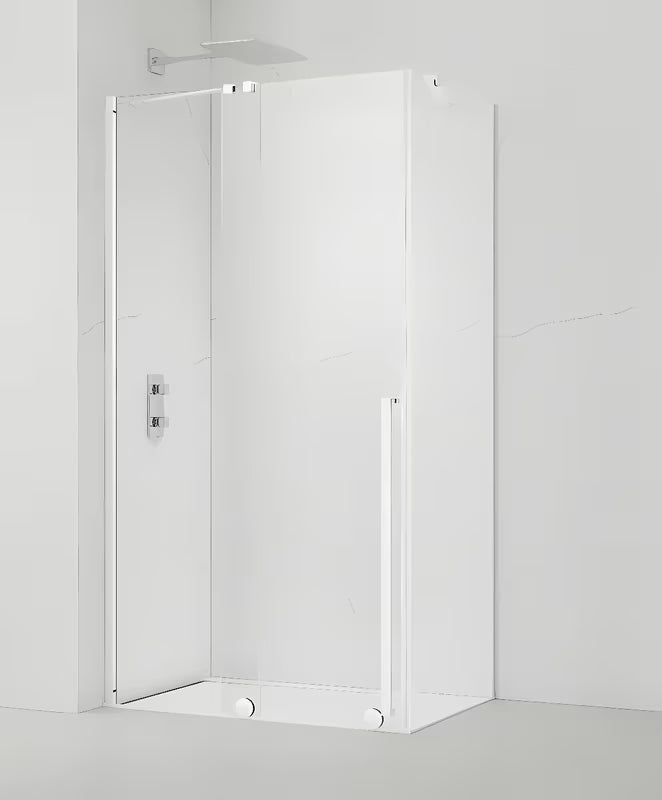 SAT Xmotion pravokotna tuš kabina 140 x 80 cm v beli barvi s prozornim steklom in drsnim sistemom