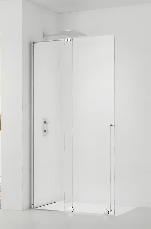 Tuš kabina SAT Walk-In Xmotion Walk-In 100 cm v sijaj krom izvedbi s prozornim steklom