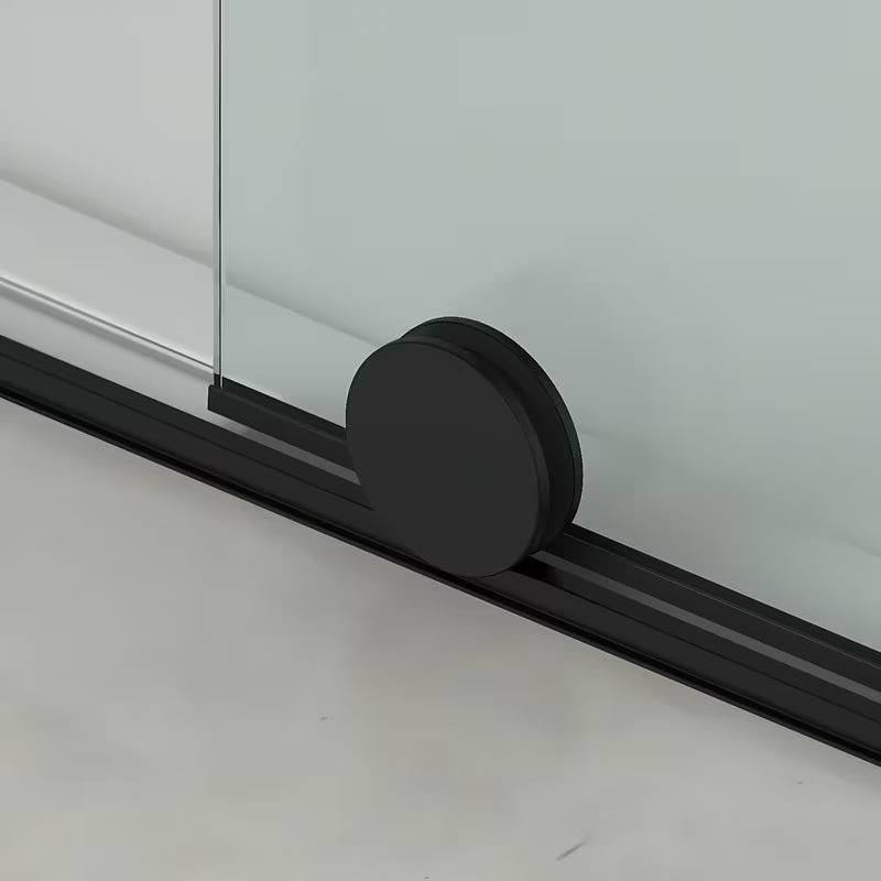 Tuš vrata za nišo SAT Xmotion 140 cm v črni barvi s prozornim steklom in drsnim odpiranjem.