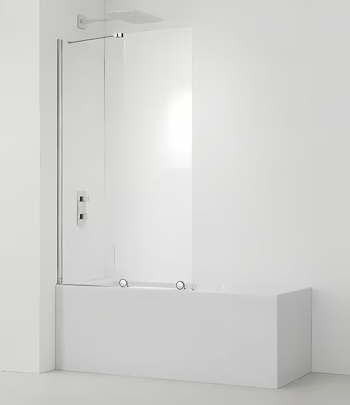Stena za Kopalno Kad SAT Walk-In Xmotion 150 cm v krom izvedbi z drsnim delom in obdelavo Easy Clean