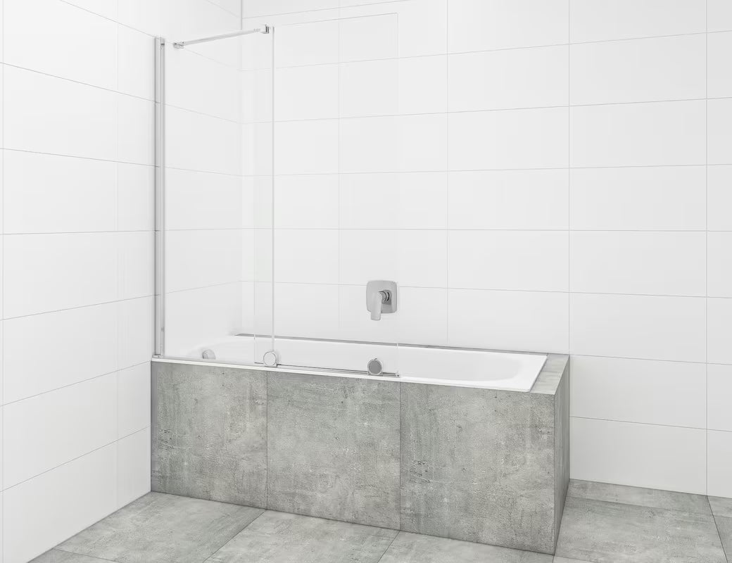 Stena za Kopalno Kad SAT Walk-In Xmotion 150 cm v krom izvedbi z drsnim delom in obdelavo Easy Clean