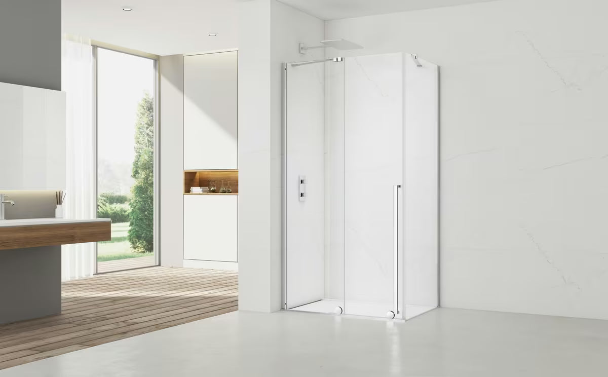 Tuš kabina SAT Xmotion 140x90 cm s prozirnim staklom, kliznim sustavom i krom izvedbom