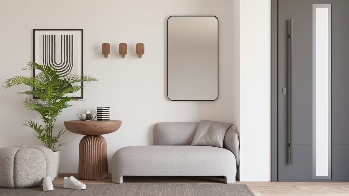 Pravokutno ogledalo SAT 50x70 cm u crnoj boji s mogućnošću montaže okomito ili vodoravno.