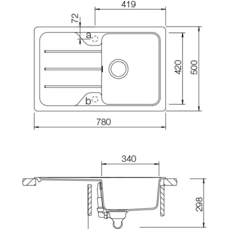 Schock Formhaus D100S granitni pomivalno korito z odcejalnikom za delovni pult u boji croma