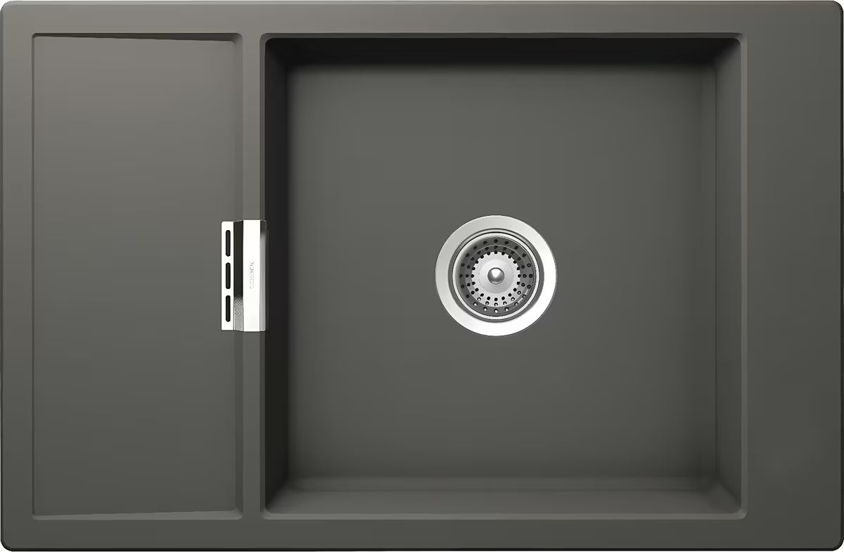 Crni granitni pomivalno korito Schock Mond s ocjednom plohom pro, ugradnja odozgo, reverzibilna izvedba