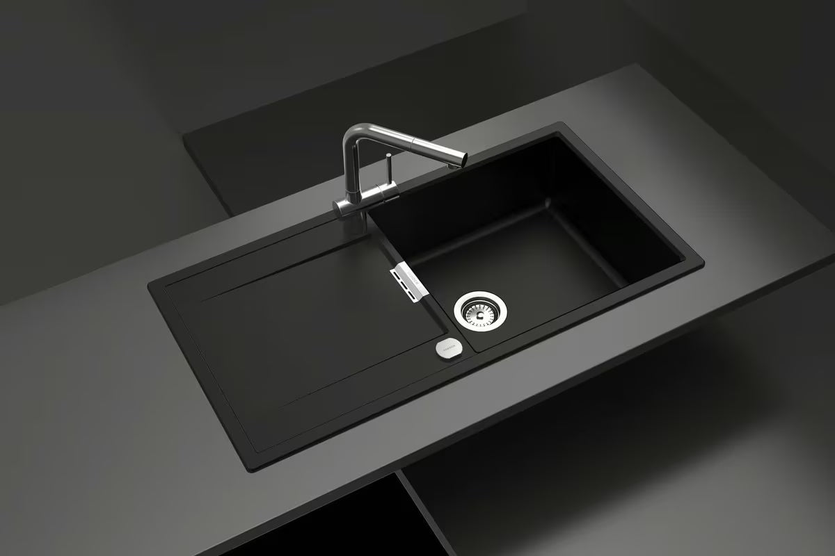 Granitni pomivalno korito Schock Mond z odcejalnikom u boji magma pro ugradnja za delovni pult