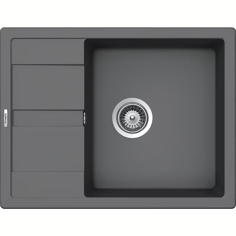 Granitna pomivalno korito Schock Manhattan D100 z odcejalnikom v barvi croma, 65x50 cm.