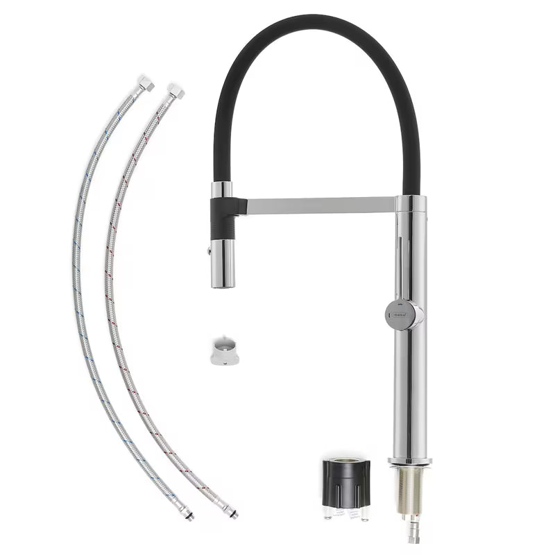 SIKO enoročna stoječa armatura za pomivalno korito crni krom s tušem pričvršćenim magnetom