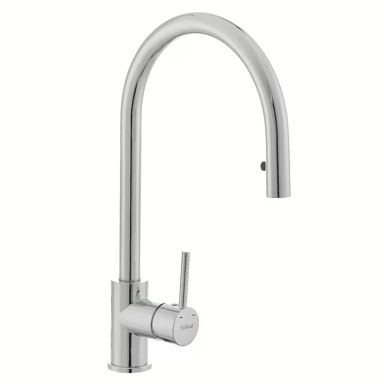 Kromirana armatura za pomivalno korito SIKO Chrome z izvlečno prho i zakretnim krakom