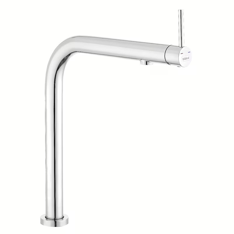 Kromirana armatura za pomivalno korito SIKO Chrome s uvlačnim pričvršćenjem pro za ugradnju ispod prozora i ručicom uz izljev