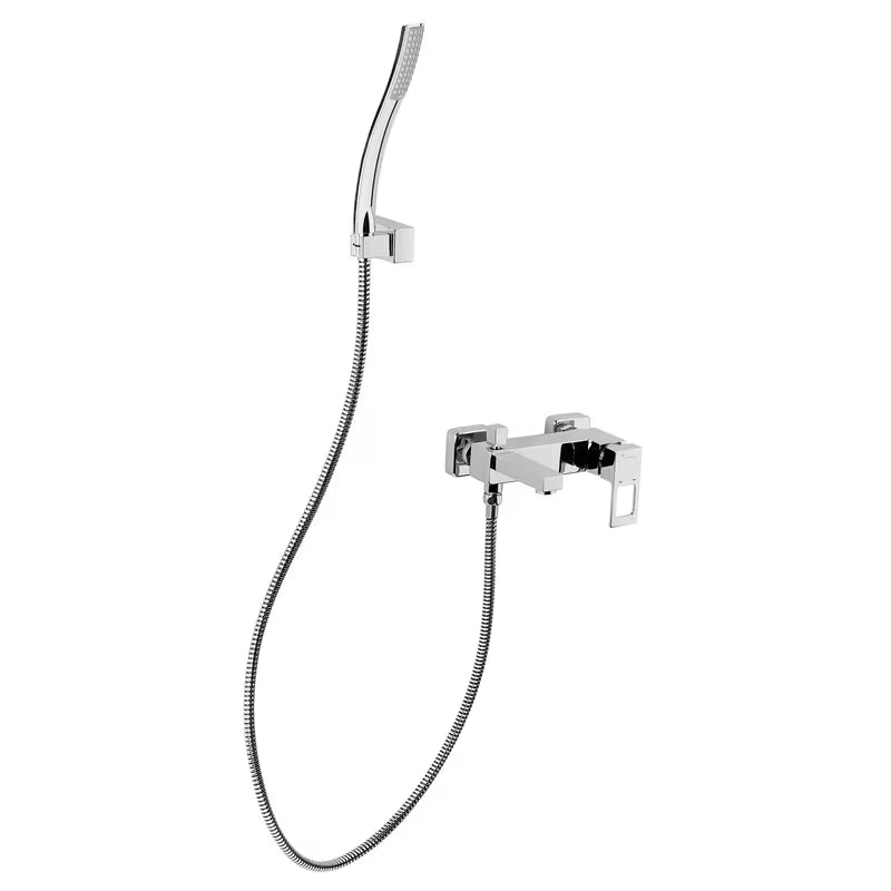 Enoročna stenska armatura za kad SIKO Elements s tuš setom u krom izvedbi.