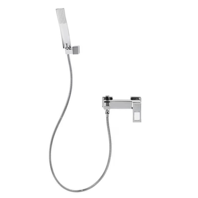Enoročna stenska armatura za kad SIKO Elements s tuš setom u krom izvedbi.