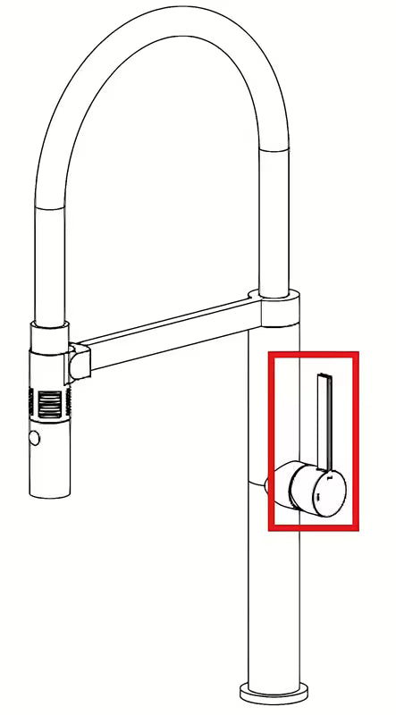 Kromirana ručica SIKO od mesinga kao rezervni del pro slavine u kuhinji ili kupaonici.