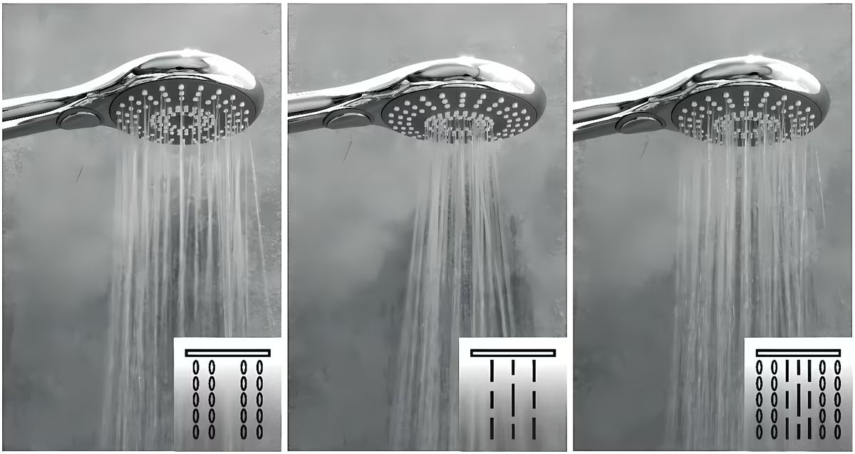 Kromirana ručna tuš slušalica SIKO promjera 115 mm s prebacivanjem 3 mlaza tipkom.