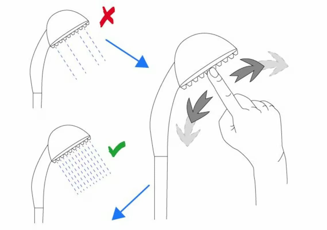 Kromirana ručna tuš slušalica SIKO zaobljenog dizajna, promjera 115 mm, s prebacivanjem 3 mlaza tipkom.