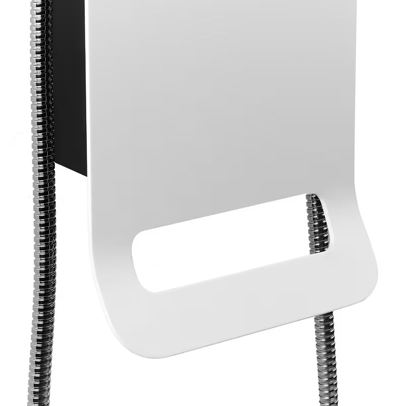 Bijeli tuš panel SIKO Alushower s 4 funkcije, uključujući nadglavnu i ručnu tuši, slap i masažne mlaznice.