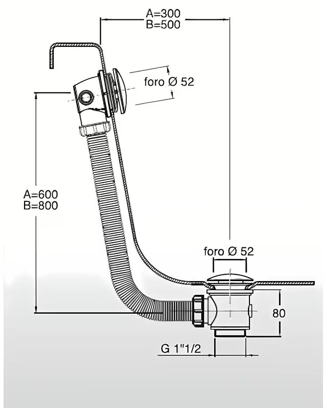 Sifon za Kad Avtomatik Silfra s preljevom i kromiranim čepom, upravljanje Up and Down ClickClack