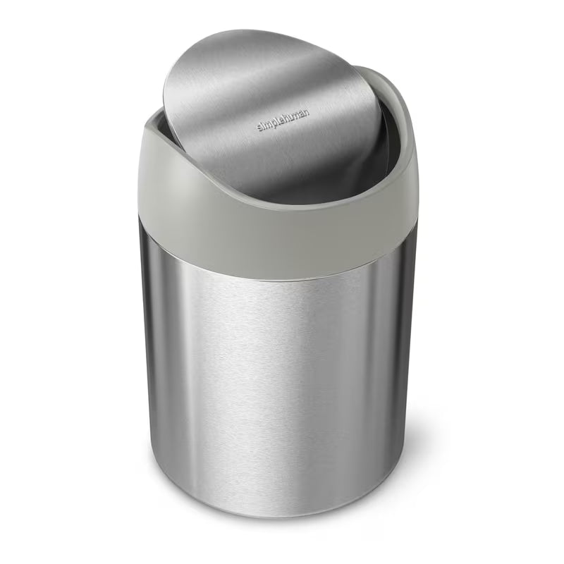 Namizni mini koš za smeti Simplehuman Mini bin iz brušenega nerjavnega jekla z vrtljivim pokrovom