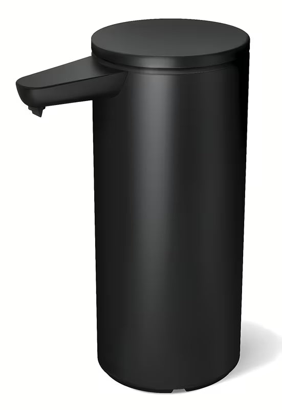 Črn brezkontaktni dozirnik za milo Simplehuman z brezžičnim polnjenjem in prostornino 414 ml.