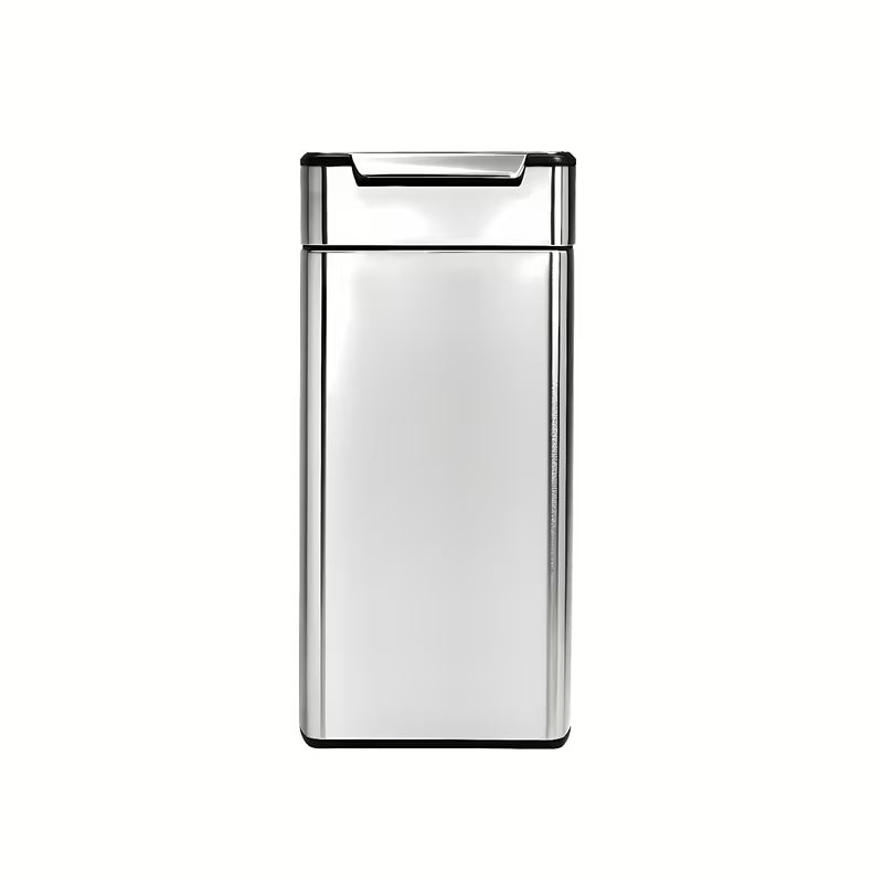 Senzorski koš za smeti Simplehuman Touch-bar bin v mat izvedbi iz nerjavnega jekla z ozkim ohišjem.