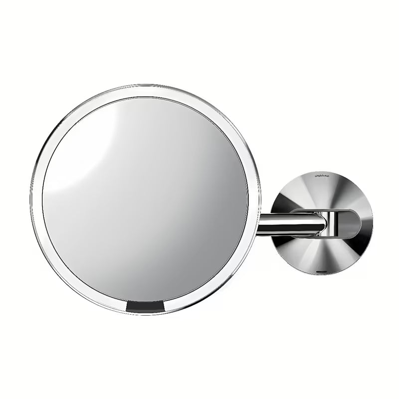 Stensko kozmetično ogledalo Simplehuman Wall z osvetlitvijo Tru-lux LED v izvedbi sijajno jeklo.
