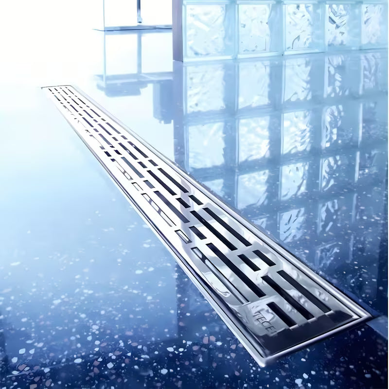 Polirana nehrđajuća rešetka za kanaleto Tece Drainline u dekoru basic pro tuš kanalica