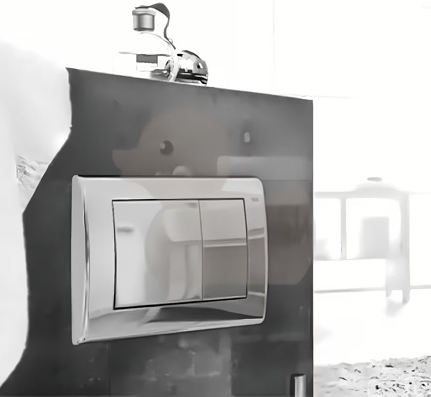 Tece Planus aktivirna tipka pro WC školjka, dvokoličinsko, u sjajno krom izvedbi od nehrđajućeg čelika.