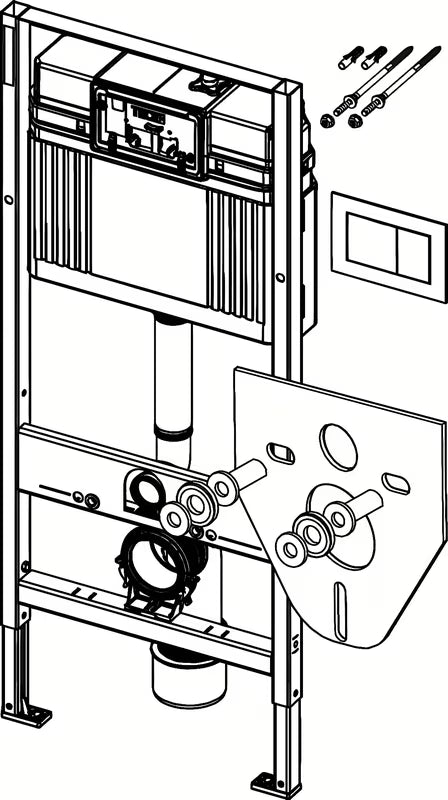 WC školjka set Tece Base s ugradbenim vodokotlićem i bijelom tipkom za ispiranje tecenow