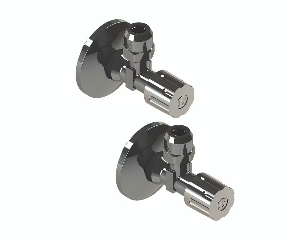 Kromirani kotni ventil Tece One od mesinga sa standardnim navojima i pokrovnom kapom