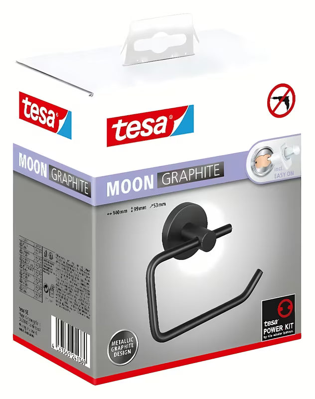 Tesa držalo za toaletni papir brez pokrova v krtačenem odtenku hard graphite z montažo brez vrtanja