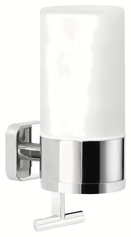 Kromirani stenski dozirnik za milo Tesa Elegaant sa spremnikom od mat stakla i upravljanjem jednom rukom.