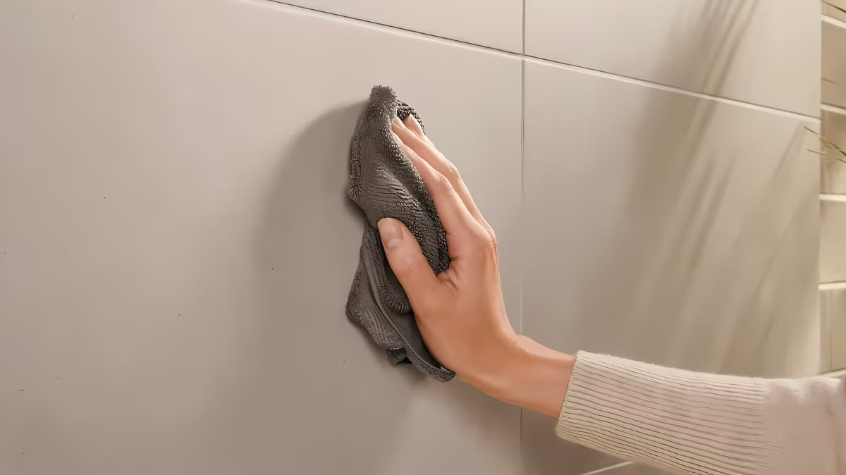 Metalni kavelj za ogrtač Tesa u brušenoj izvedbi hard graphite s ljepljivom montažom bez bušenja