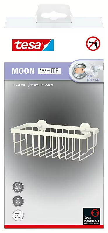 Mat belo pršno koš Tesa Moon Black z lepilno montažo brez vrtanja.