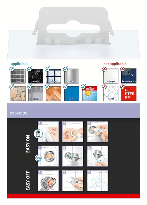 Mat crni kupaonski kavelj Tesa Moon Black s ljepljivom montažom bez bušenja