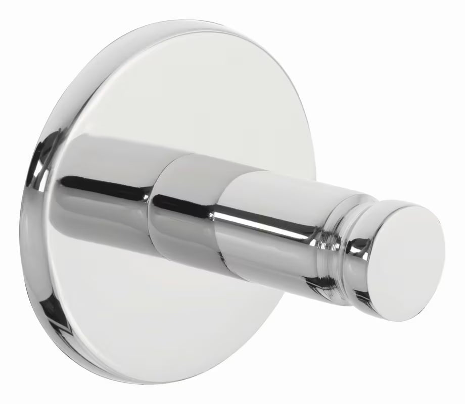 Kromiran kavelj Tesa powerbutton pro montaža brez vrtanja na ploščice in druge gladke površine.
