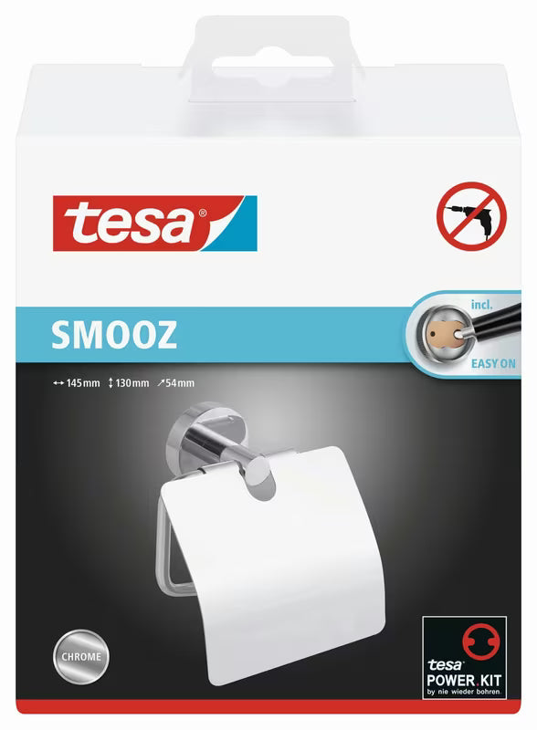Sijajno kromiran držalo za toaletni papir Tesa Smooz z montažo Power.Kit brez vrtanja