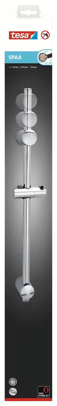 Kromirana tuš palica Tesa Spaa s montažom bez bušenja i podesivim držačem tuš ročice.