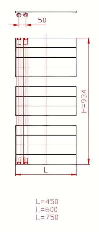 Kombiniran kupaonski radiator Thermal Trend Oliver 45x93 cm u antracit boji