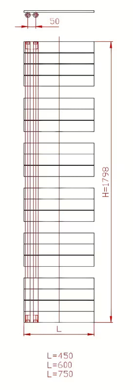 Kombiniran kopalniški radiator Thermal Trend Oliver 179x60 cm v antracitni barvi