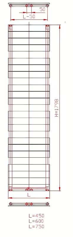 Antracitni kombiniran radiator Thermal Trend Viktor 179x75 cm, prikladan pro grijanje i sušenje ručnika.