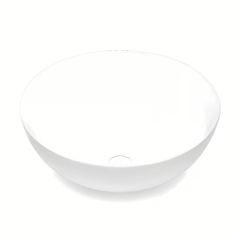 Beli umivalnik na ploščo Triomini Slim 38,5 x 38,5 cm iz tankostenske keramike