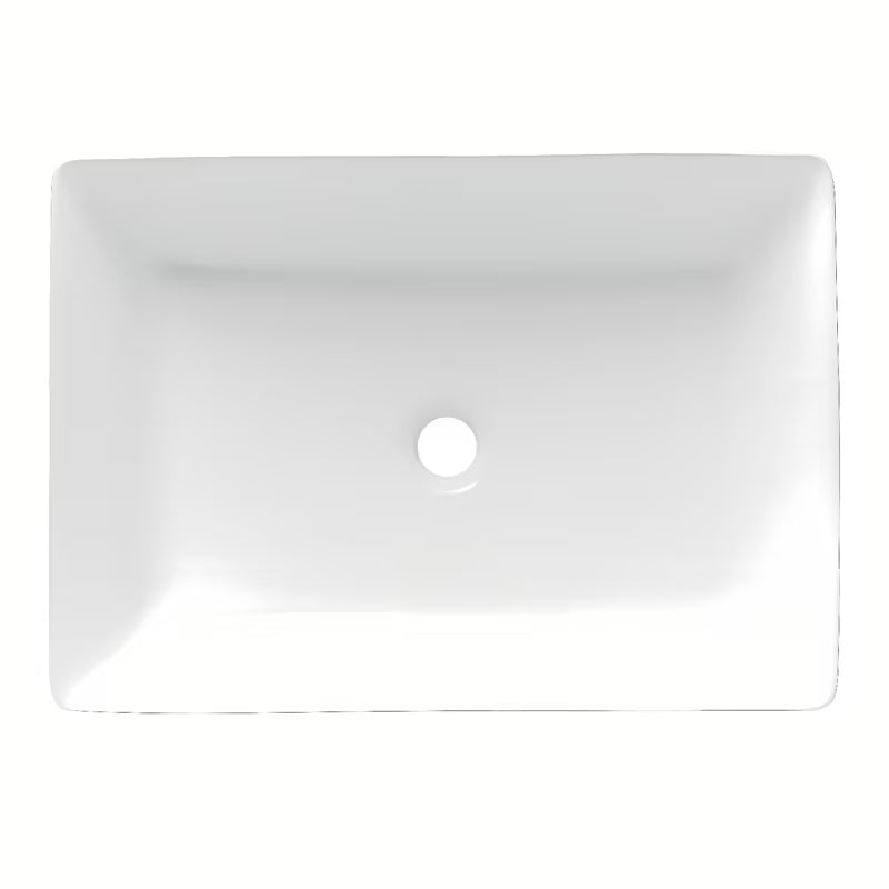 Bel kvadraten umivalnik na ploščo Triomini Slim iz tanke keramike, 55 x 39 cm