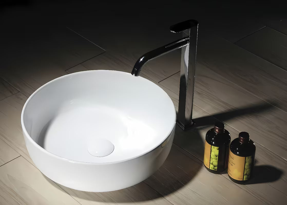 Bijeli umivalnik na ploščo SIKO Triomini Slim od tanke keramike 38,5x38,5 cm brez preliva