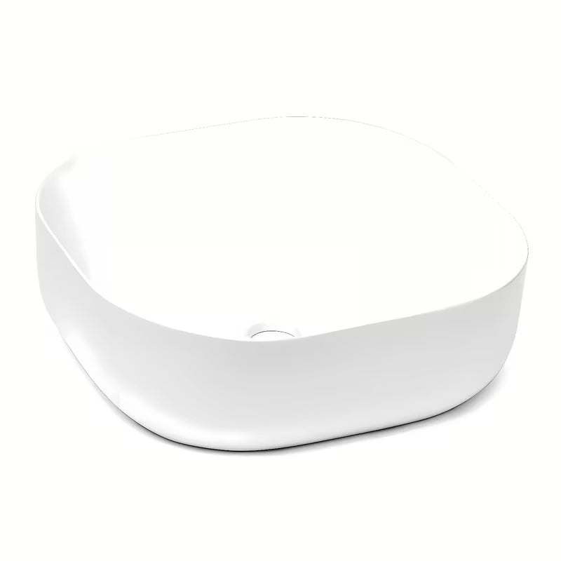 Bijeli umivalnik na ploščo Triomini Slim od tanke keramike, izvedba brez preliva.