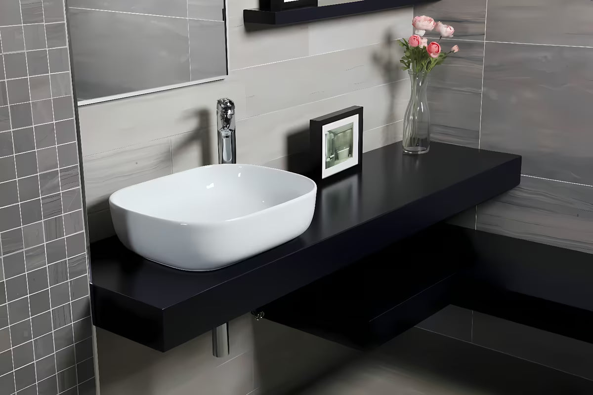 Bijeli umivalnik na ploščo Triomini Slim 50x40 cm od tanke keramike