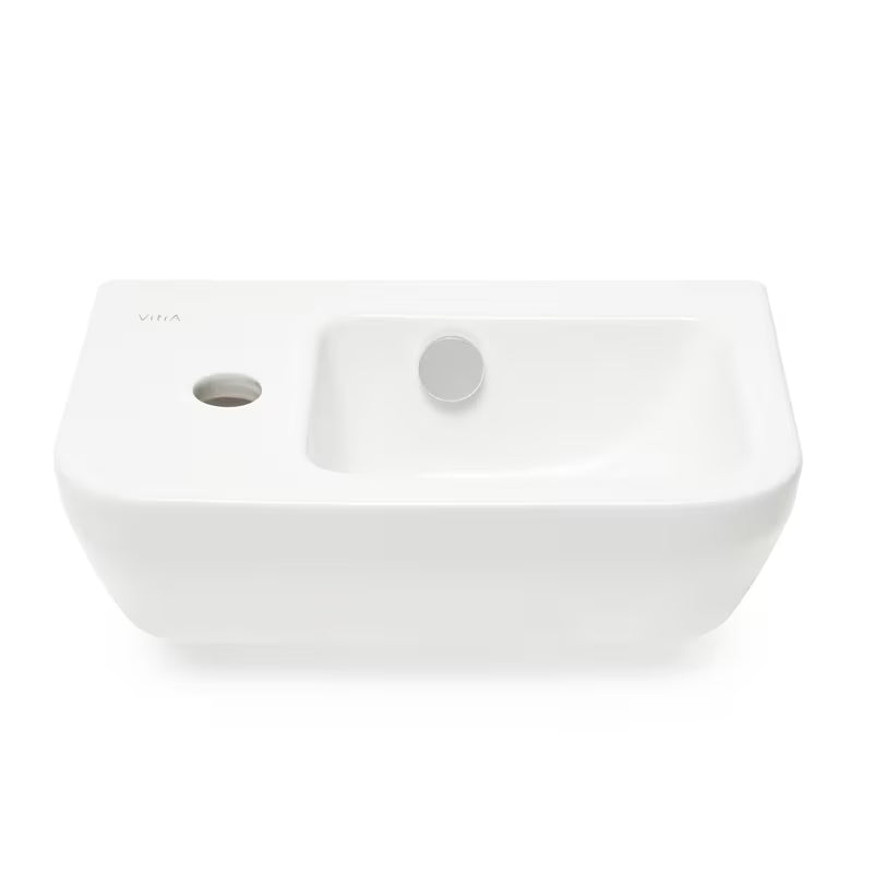 Bel keramični umivalnik Vitra Integra 37x22 cm z odprtino pro za armaturo levo, v sijajni izvedbi