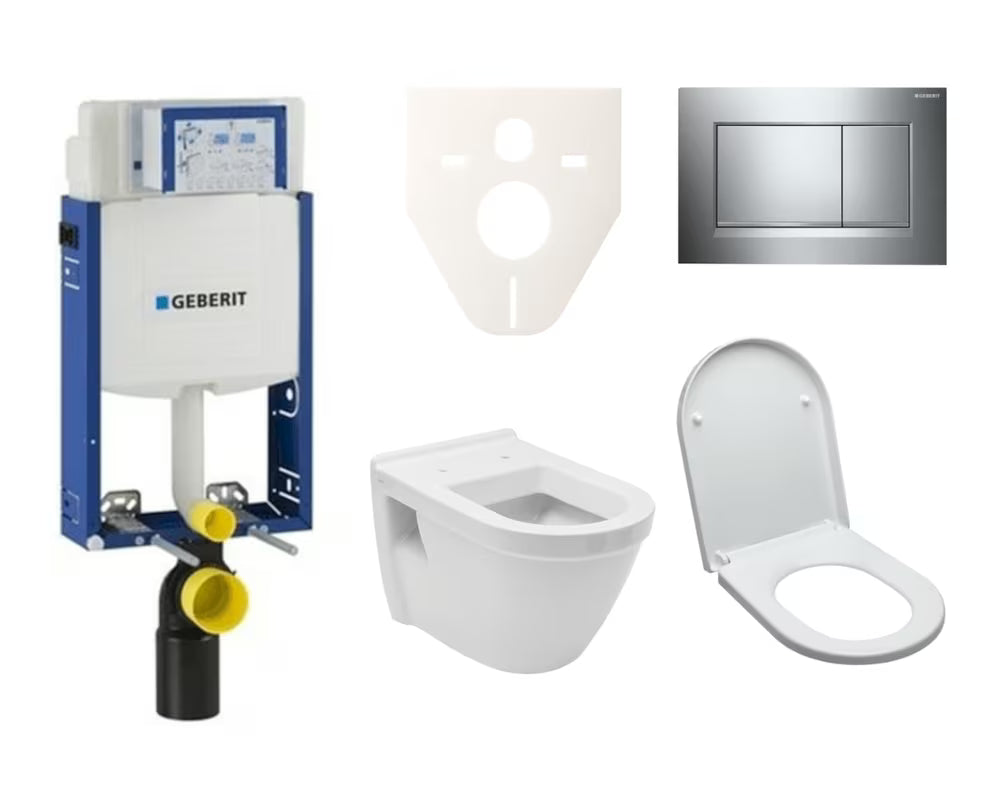 Viseči WC set vitra Integra za vzidavo z modulom, splakovalnikom Geberit in sedežem.
