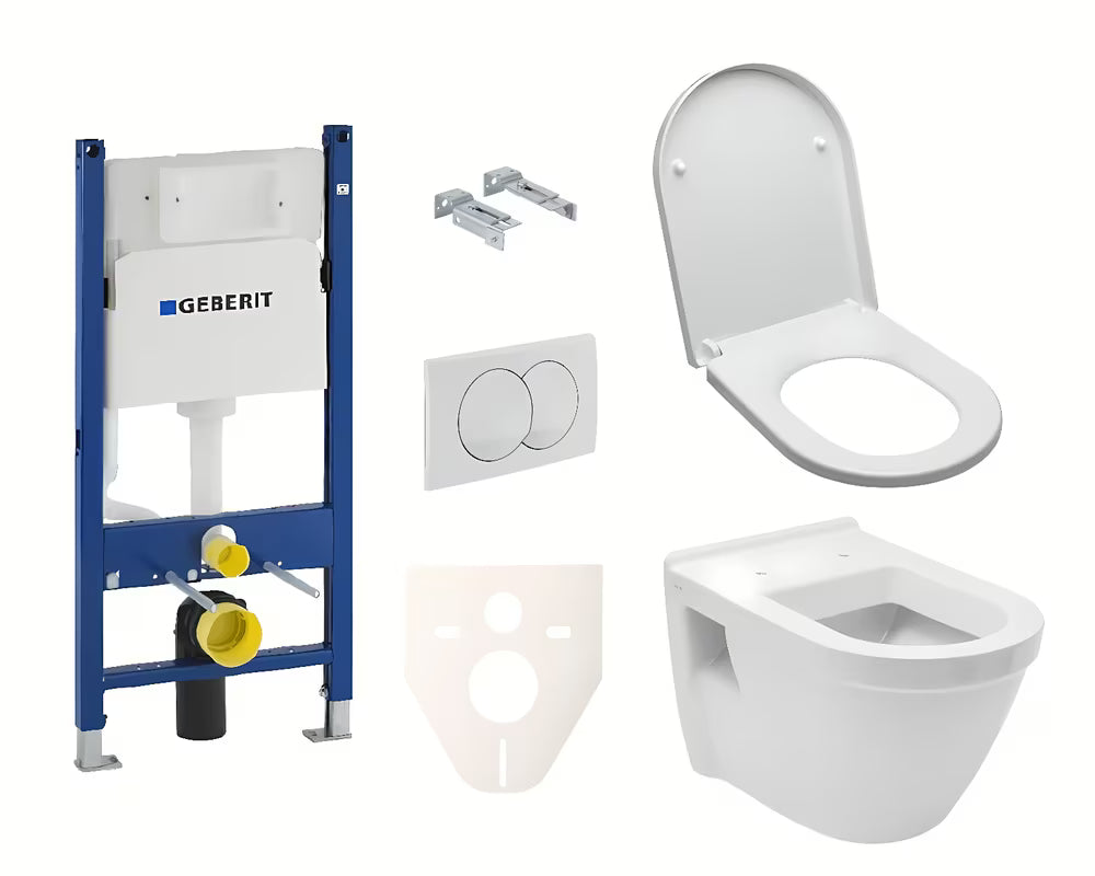 Viseči WC set vitra Integra z modulom Geberit Duofix in belim tipkalom Delta 20